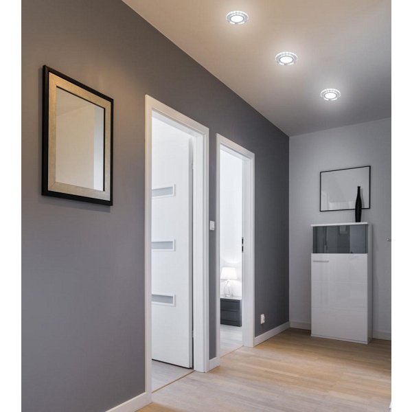 Ssp-26 Ch/Tr+Wh 10W Led 230V Ring Led Biały Oczko Sufitowe Lampa Sufitowa Okrągła Szlif Szkło Transparentne Candellux