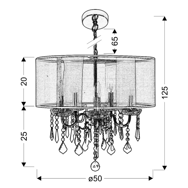 Sottile Lampa Wisząca 5X40W E14 Czarny/Chromowy Candellux