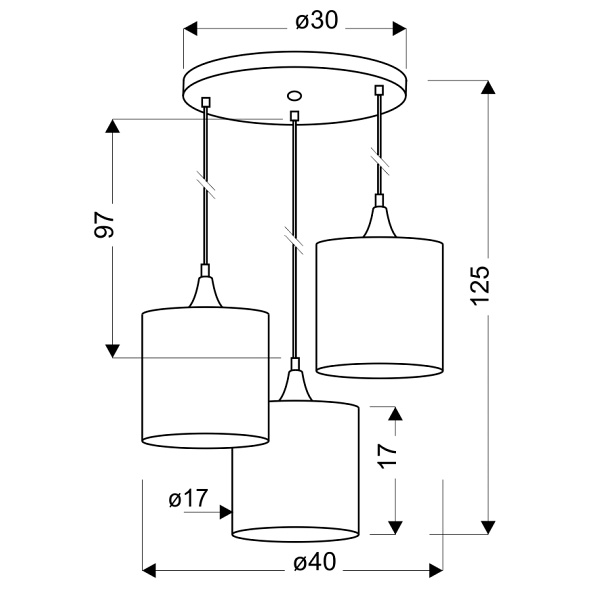 Long Lampa Wisząca Talerz 3X40W E14 Czarny Candellux
