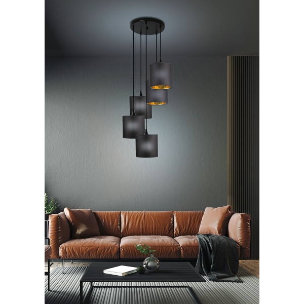 Long Lampa Wisząca Talerz 5X40W E14 Czarny Candellux