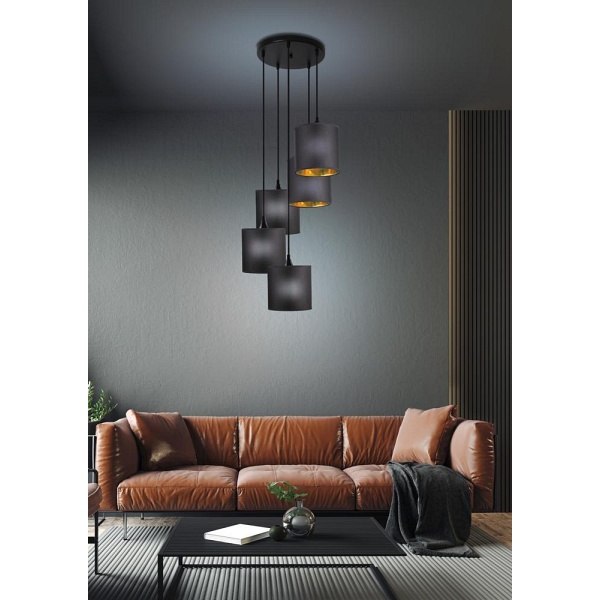 Long Lampa Wisząca Talerz 5X40W E14 Czarny Candellux