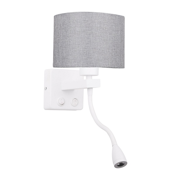 Polo Kinkiet 1X40W E27 + 2W Led Biały Abaż. Okrągły Szary Candellux