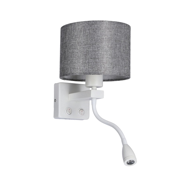 Polo Kinkiet 1X40W E27 + 2W Led Biały Abaż. Okrągły Szary Candellux