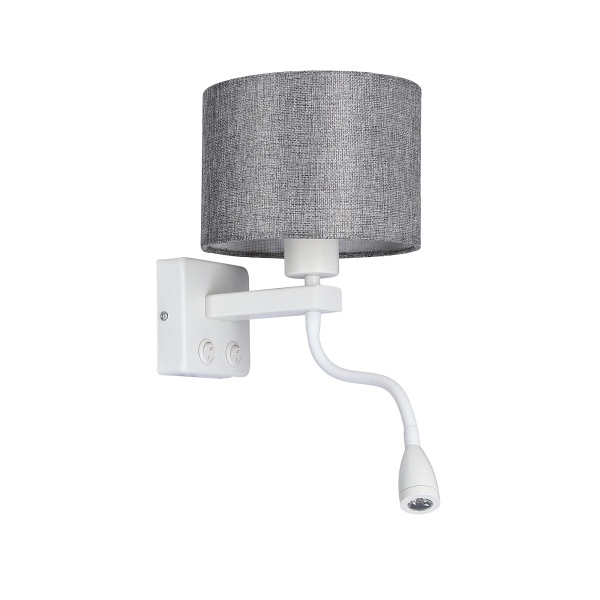 Polo Kinkiet 1X40W E27 + 2W Led Biały Abaż. Okrągły Szary Candellux