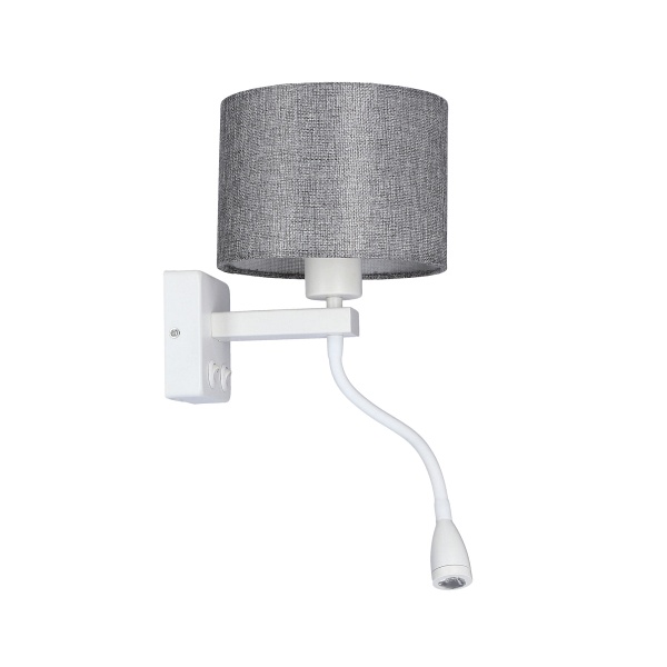 Polo Kinkiet 1X40W E27 + 2W Led Biały Abaż. Okrągły Szary Candellux