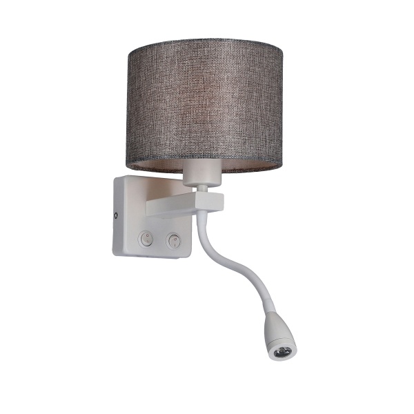 Polo Kinkiet 1X40W E27 + 2W Led Biały Abaż. Okrągły Szary Candellux