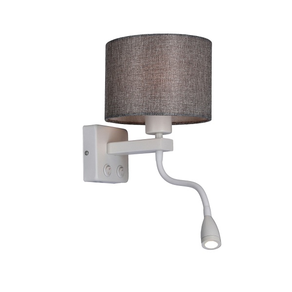 Polo Kinkiet 1X40W E27 + 2W Led Biały Abaż. Okrągły Szary Candellux