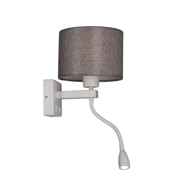 Polo Kinkiet 1X40W E27 + 2W Led Biały Abaż. Okrągły Szary Candellux