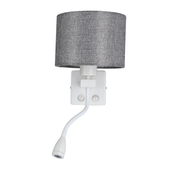 Polo Kinkiet 1X40W E27 + 2W Led Biały Abaż. Okrągły Szary Candellux