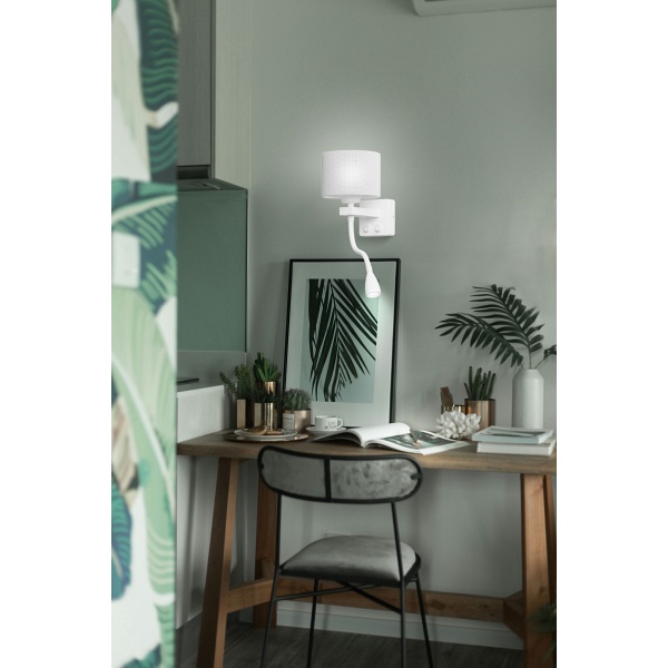 Polo Kinkiet 1X40W E27 + 2W Led Biały Abaż. Okrągły Szary Candellux