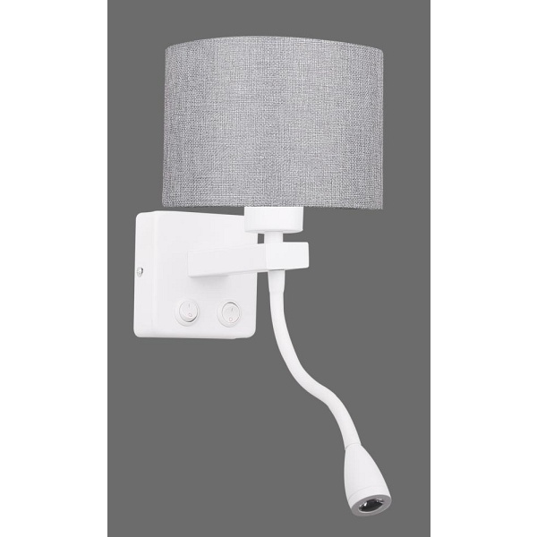 Polo Kinkiet 1X40W E27 + 2W Led Biały Abaż. Okrągły Szary Candellux