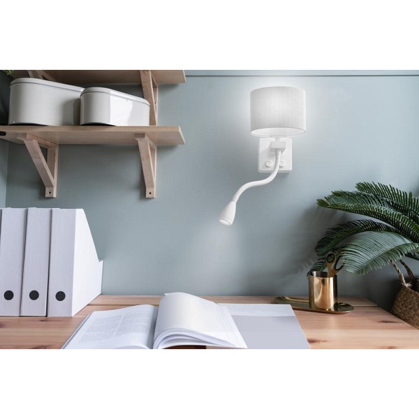 Polo Kinkiet 1X40W E27 + 2W Led Biały Abaż. Okrągły Szary Candellux