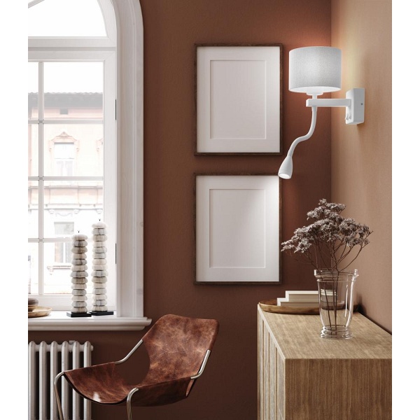 Polo Kinkiet 1X40W E27 + 2W Led Biały Abaż. Okrągły Szary Candellux