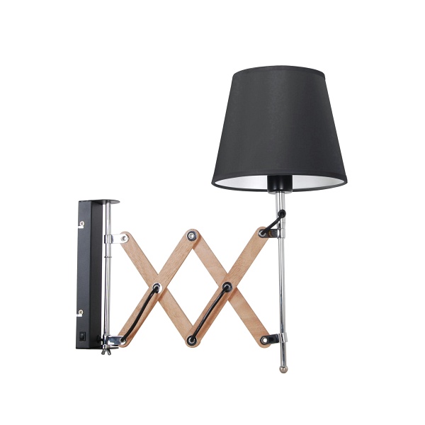 Lampa Kinkiet Mito Chrom 1X40W E27 Abażur Czarny Candellux