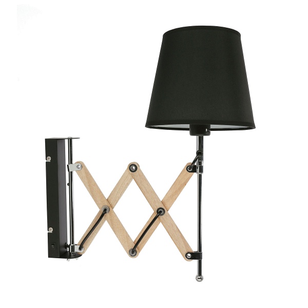 Lampa Kinkiet Mito Chrom 1X40W E27 Abażur Czarny Candellux