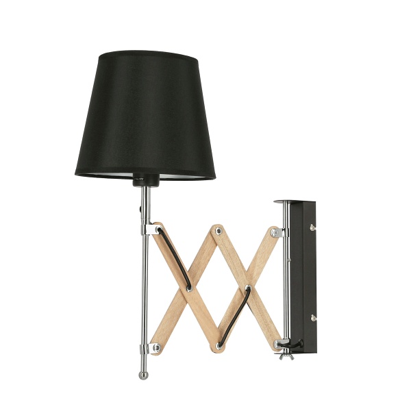 Lampa Kinkiet Mito Chrom 1X40W E27 Abażur Czarny Candellux