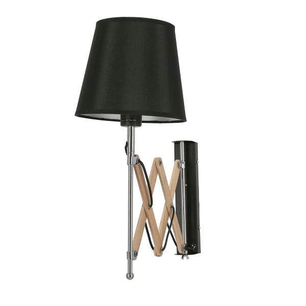 Lampa Kinkiet Mito Chrom 1X40W E27 Abażur Czarny Candellux