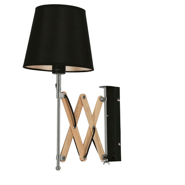 Lampa Kinkiet Mito Chrom 1X40W E27 Abażur Czarny Candellux