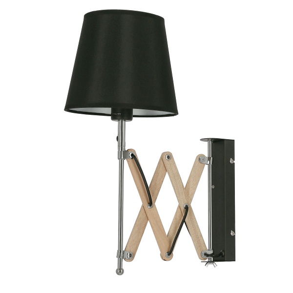 Lampa Kinkiet Mito Chrom 1X40W E27 Abażur Czarny Candellux