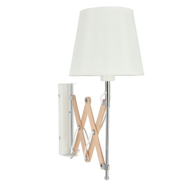 Lampa Kinkiet Mito Chrom 1X40W E27 Abażur Biały Candellux