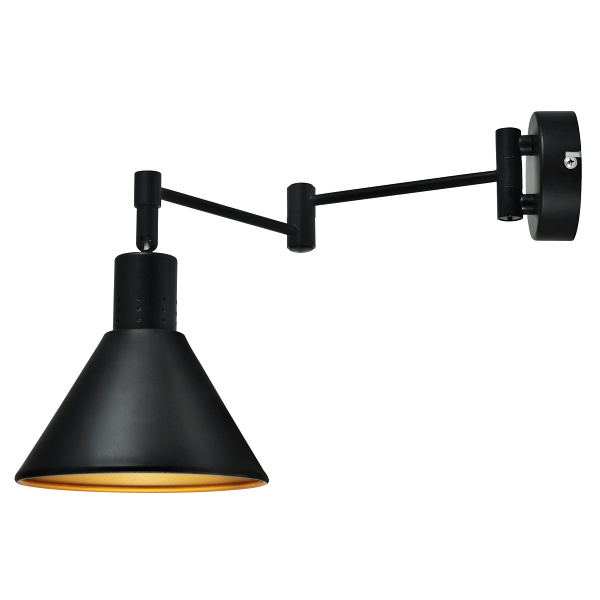 Copenhagen Lampa Kinkiet 1X40W E14 Czarny Śrdek Złoty Candellux