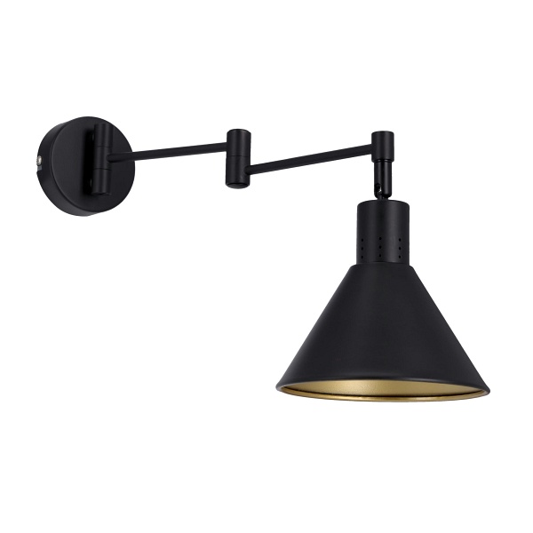 Copenhagen Lampa Kinkiet 1X40W E14 Czarny Śrdek Złoty Candellux