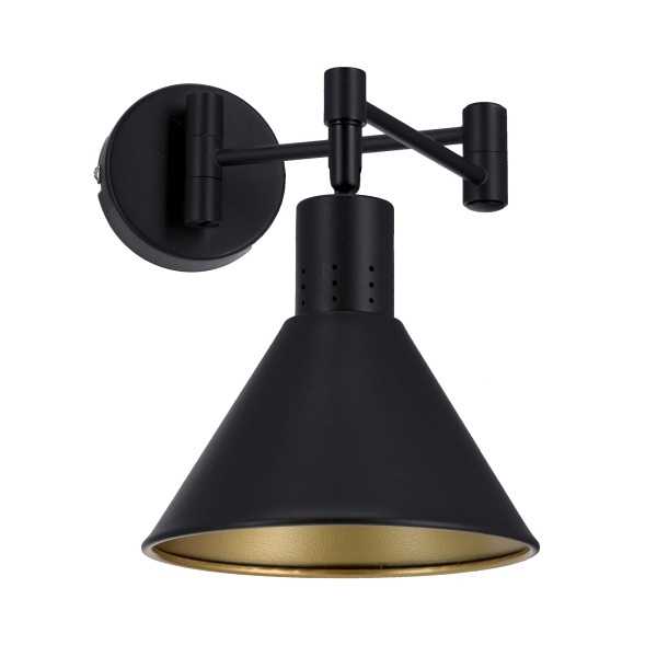 Copenhagen Lampa Kinkiet 1X40W E14 Czarny Śrdek Złoty Candellux