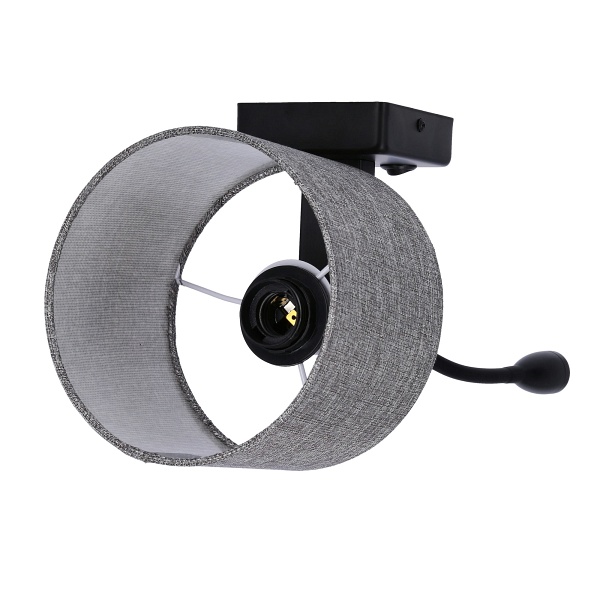 Polo Kinkiet 1X40W E27 + 2W Led Czarny Abaż. Okrągły Szary Candellux