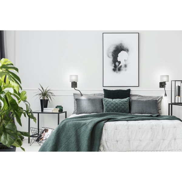 Polo Kinkiet 1X40W E27 + 2W Led Czarny Abaż. Okrągły Szary Candellux