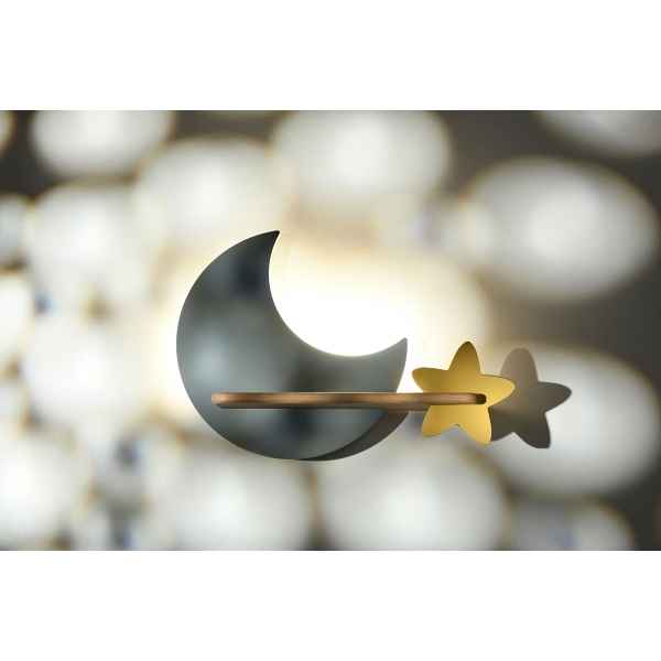 Lampa Moon Kinkiet Ścienny 5W Led Iq Kids Szary+Złoty Candellux