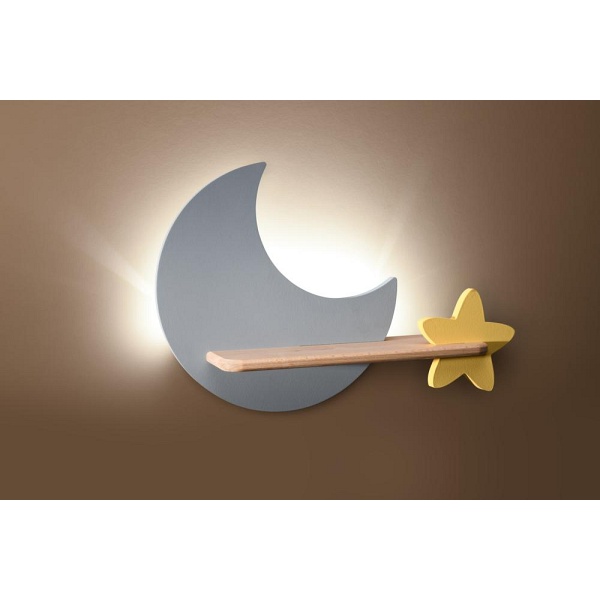 Lampa Moon Kinkiet Ścienny 5W Led Iq Kids Szary+Złoty Candellux