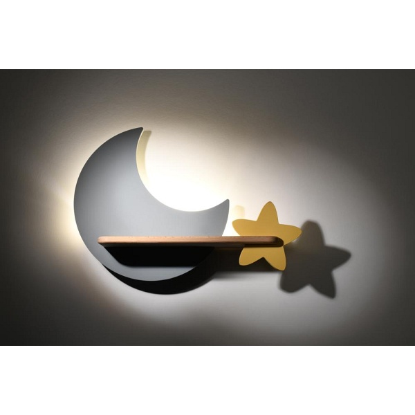 Lampa Moon Kinkiet Ścienny 5W Led Iq Kids Szary+Złoty Candellux