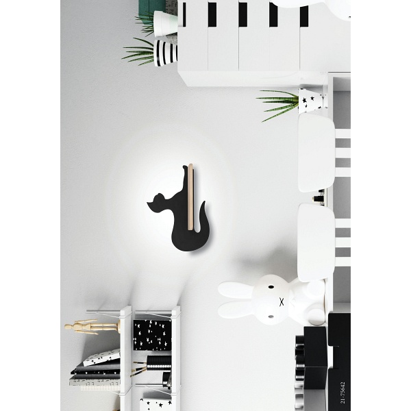 Lampa Cat Kinkiet Ścienny 5W Led Iq Kids Siedzący Czarny Candellux