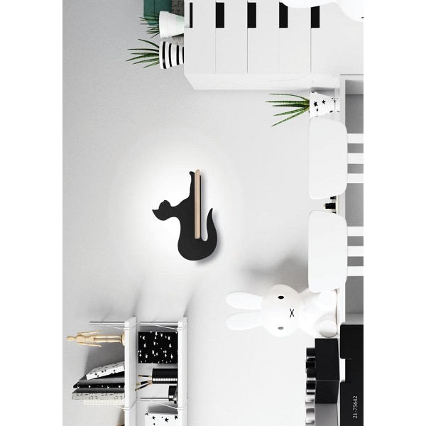 Lampa Cat Kinkiet Ścienny 5W Led Iq Kids Siedzący Czarny Candellux