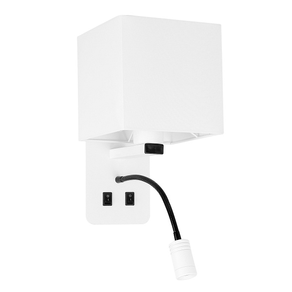 Magnum 2 Lampa Kinkiet Prostokątny 1X40W E27+3W Led Abażur Kwadrat Biały Candellux