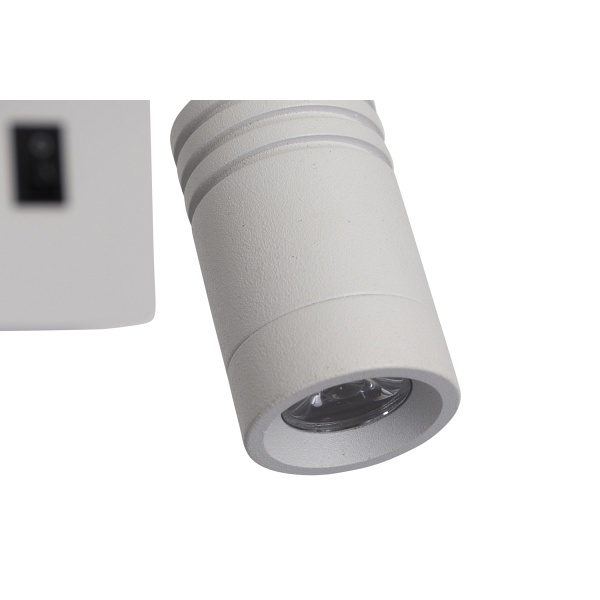 Magnum 3 Lampa Kinkiet Prostokątny 1X40W E27+3W Led Abażur Okrągły Biały Candellux