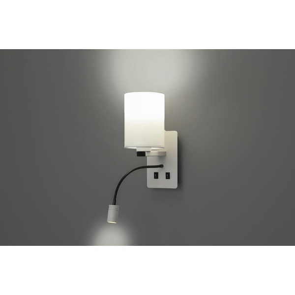 Magnum 3 Lampa Kinkiet Prostokątny 1X40W E27+3W Led Abażur Okrągły Biały Candellux