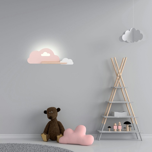 Cloud Lampa Kinkiet Ścienny 5W Led Iq Kids Różowy+Biały Candellux