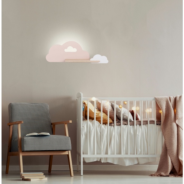 Cloud Lampa Kinkiet Ścienny 5W Led Iq Kids Różowy+Biały Candellux