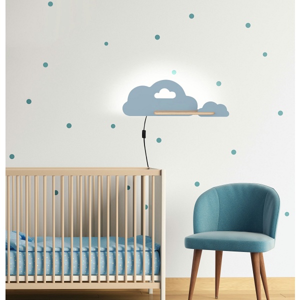 Cloud Lampa Kinkiet Ścienny 5W Led Iq Kids Z Przewodem Z Wł. I Wtyczką Niebieski Candellux