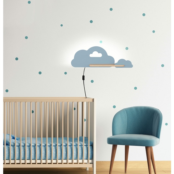 Cloud Lampa Kinkiet Ścienny 5W Led Iq Kids Z Przewodem Z Wł. I Wtyczką Niebieski Candellux
