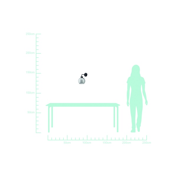 Lady Lampa Kinkiet Czarny 1X40W E27 Klosz Dymiony Candellux