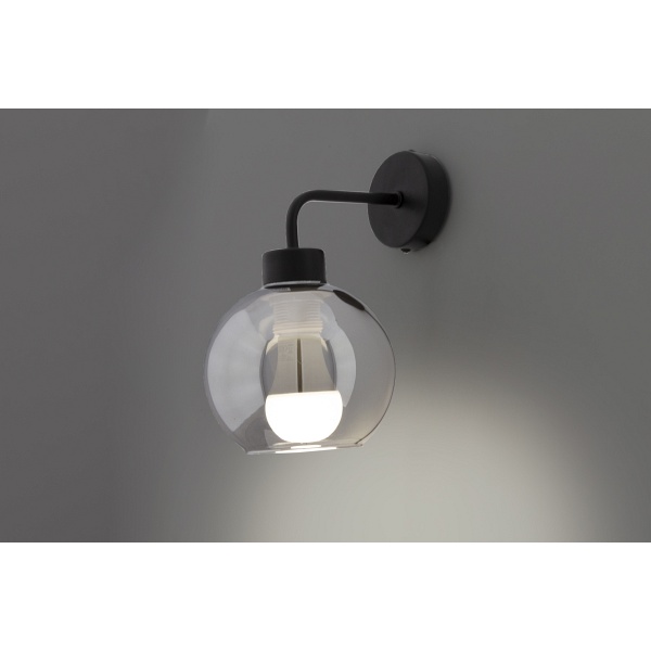 Lady Lampa Kinkiet Czarny 1X40W E27 Klosz Dymiony Candellux