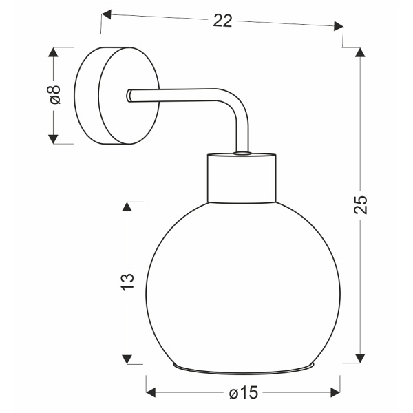 Lady Lampa Kinkiet Czarny 1X40W E27 Klosz Dymiony Candellux