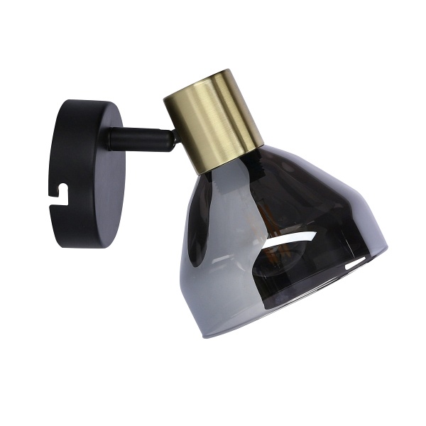 Lampa Gregory Kinkiet Czarny Brąz 1X40W E14 Klosz Dymiony Candellux