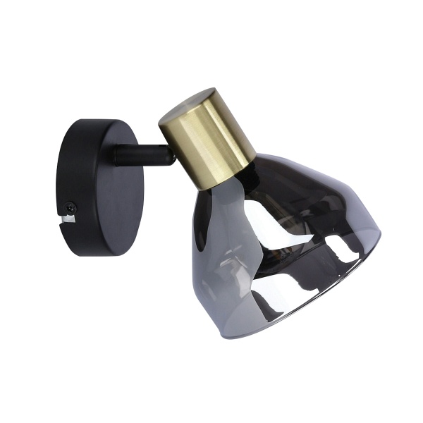 Lampa Gregory Kinkiet Czarny Brąz 1X40W E14 Klosz Dymiony Candellux