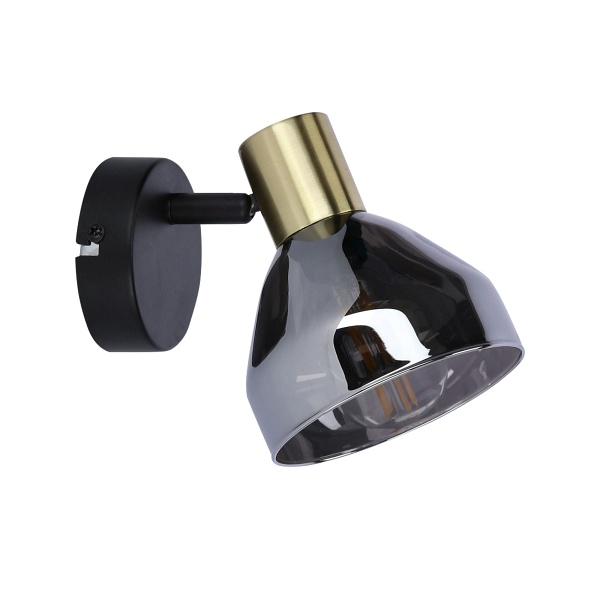 Lampa Gregory Kinkiet Czarny Brąz 1X40W E14 Klosz Dymiony Candellux