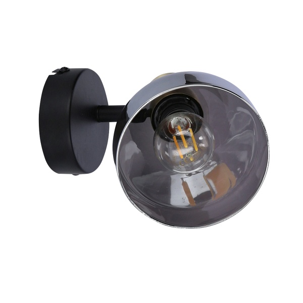 Lampa Gregory Kinkiet Czarny Brąz 1X40W E14 Klosz Dymiony Candellux