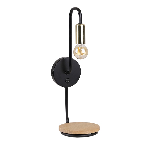 Bipi Lampa Kinkiet Czarno Złoty 1X40W E14 Z Włącznikiem Candellux