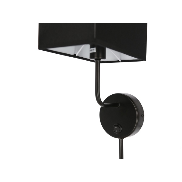 Keto Lampa Kinkiet Czarny 1X40W E14 Abażur Czarny Z Włącznikiem Candellux